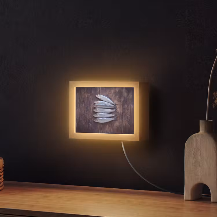 Lightbox - Wandlamp - Vis - Hout - Eten — 2