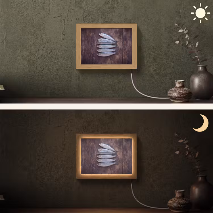 Lightbox - Wandlamp - Vis - Hout - Eten — 3