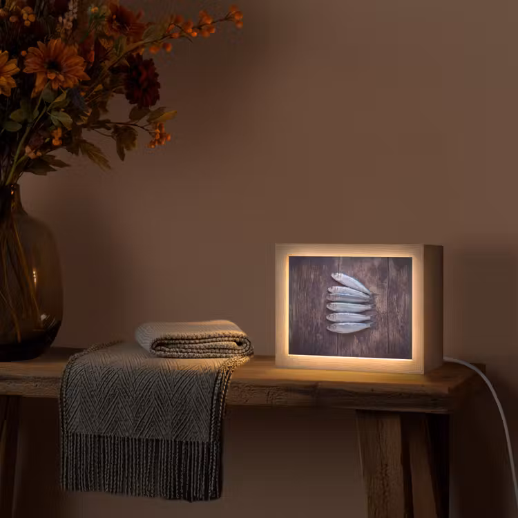 Lightbox - Wandlamp - Vis - Hout - Eten — 5