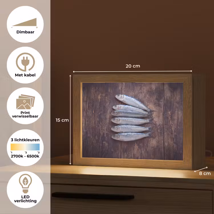 Lightbox - Wandlamp - Vis - Hout - Eten — 9