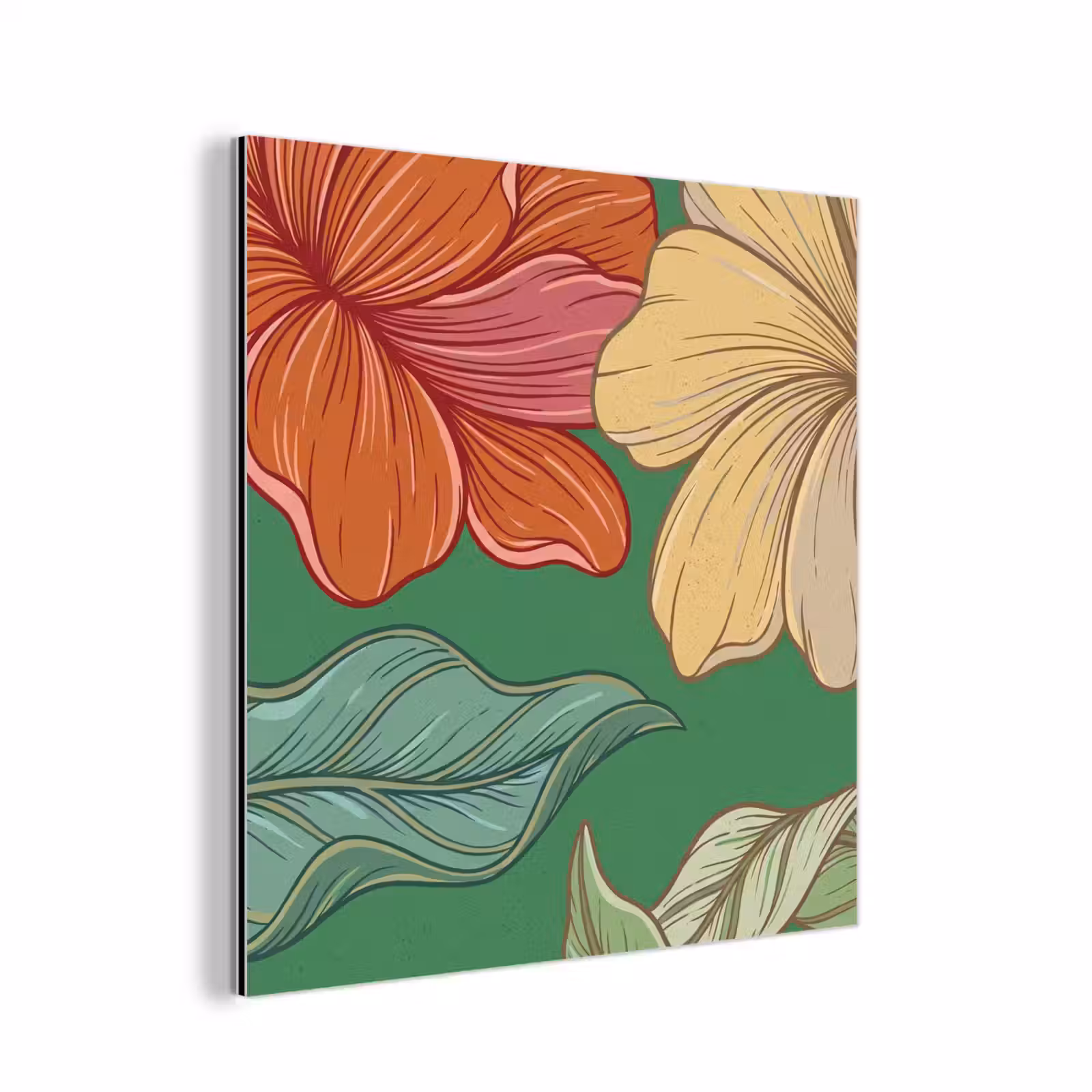 Aluminium schilderij - Bloemen - Groen - Illustratie — 1
