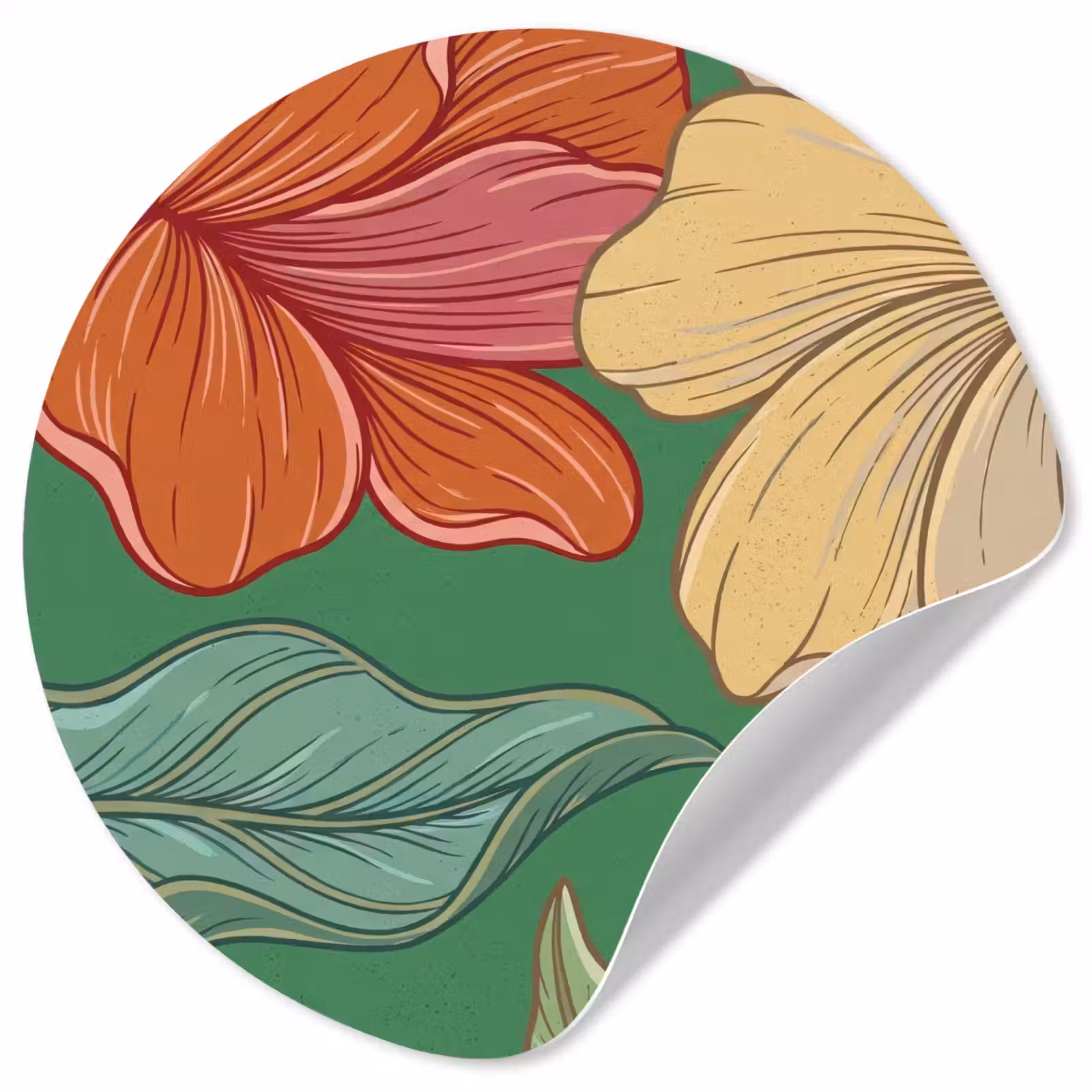 Behangcirkel - Bloemen - Groen - Illustratie — 1