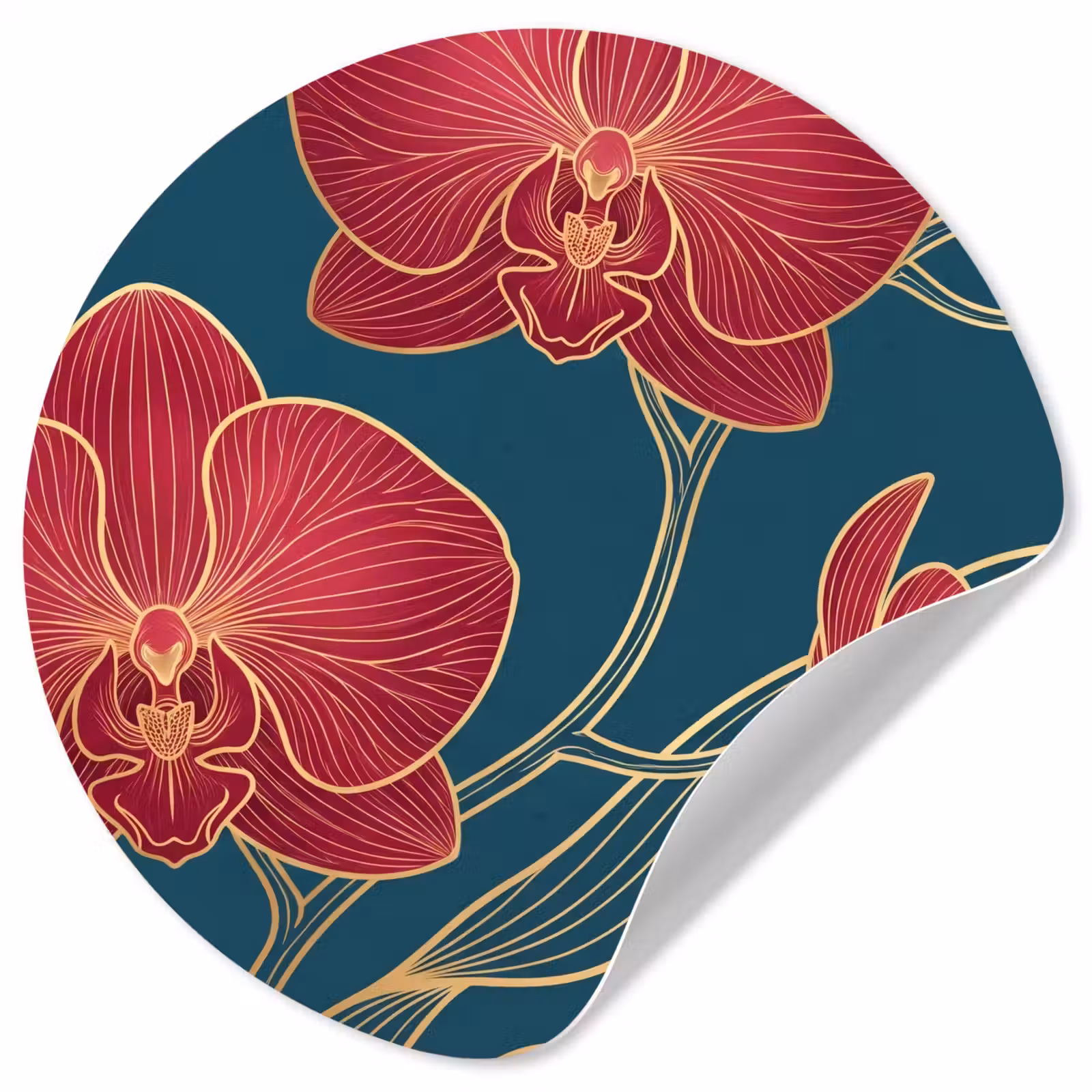 Behangcirkel - Bloemen - Rood - Goud — 1