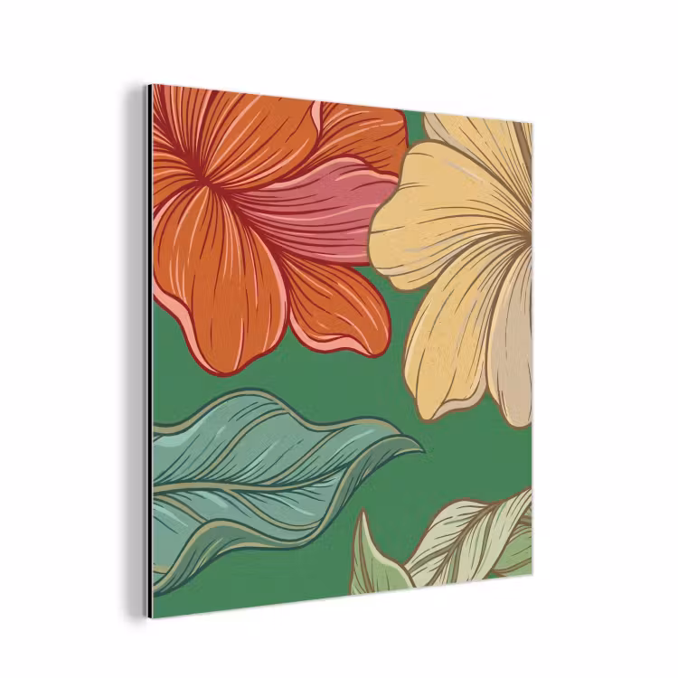 Aluminium schilderij - Bloemen - Groen - Illustratie — 1