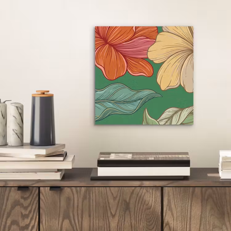 Aluminium schilderij - Bloemen - Groen - Illustratie — 2