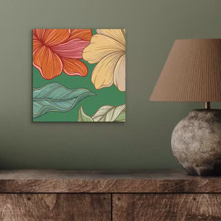Aluminium schilderij - Bloemen - Groen - Illustratie — 3