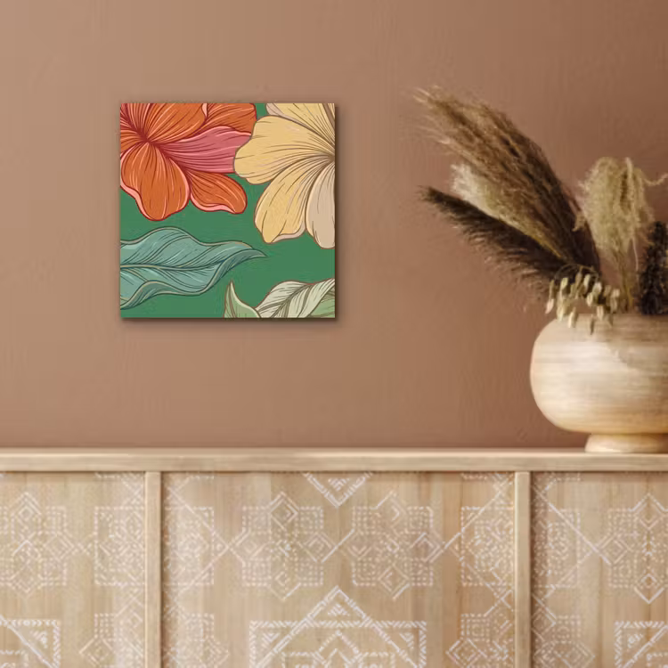 Aluminium schilderij - Bloemen - Groen - Illustratie — 5