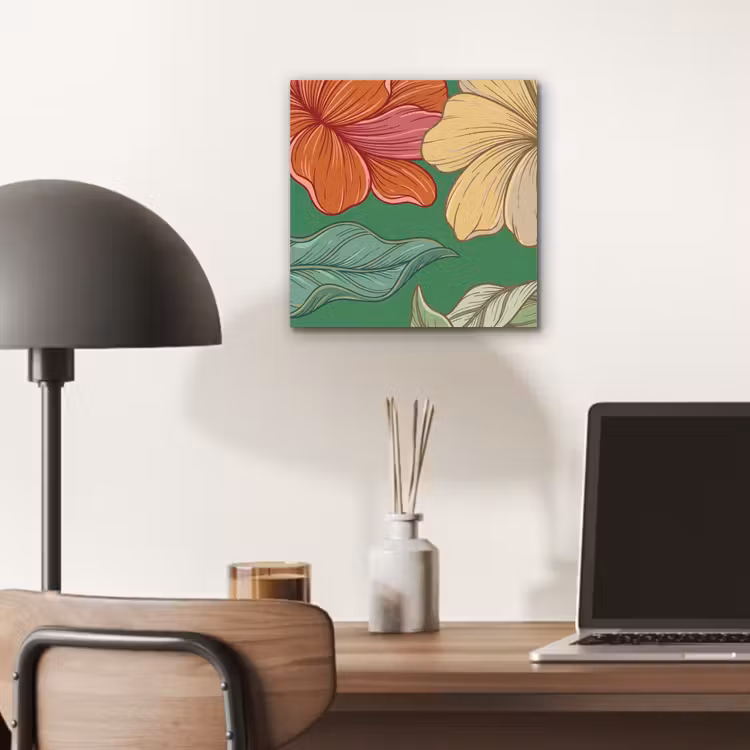 Aluminium schilderij - Bloemen - Groen - Illustratie — 6