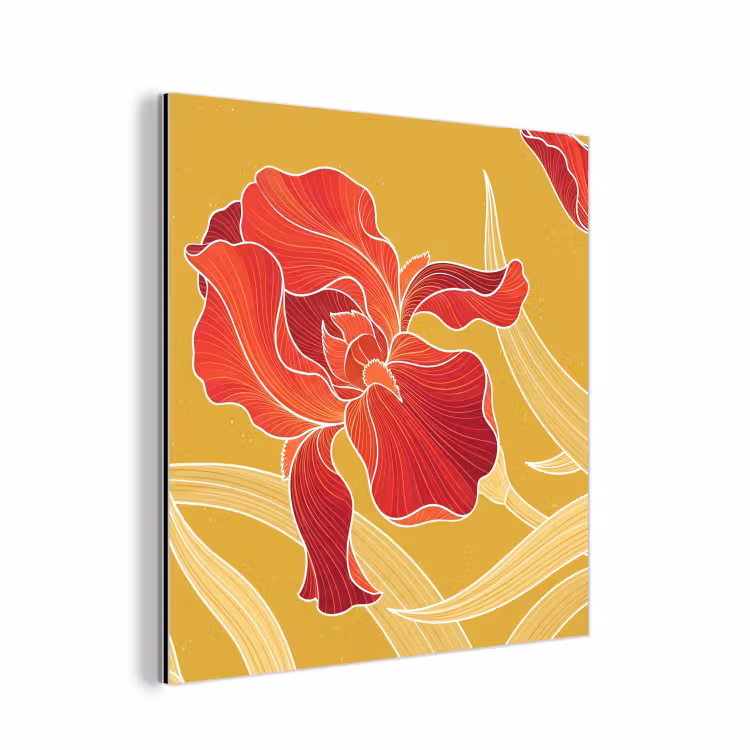 Aluminium schilderij - Bloemen - Illustratie - Rood — 1