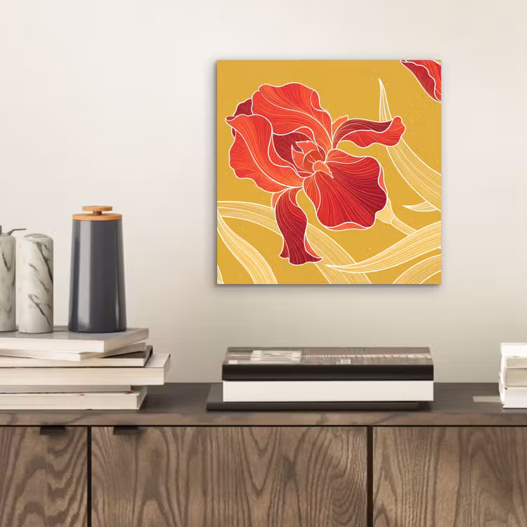 Aluminium schilderij - Bloemen - Illustratie - Rood — 2