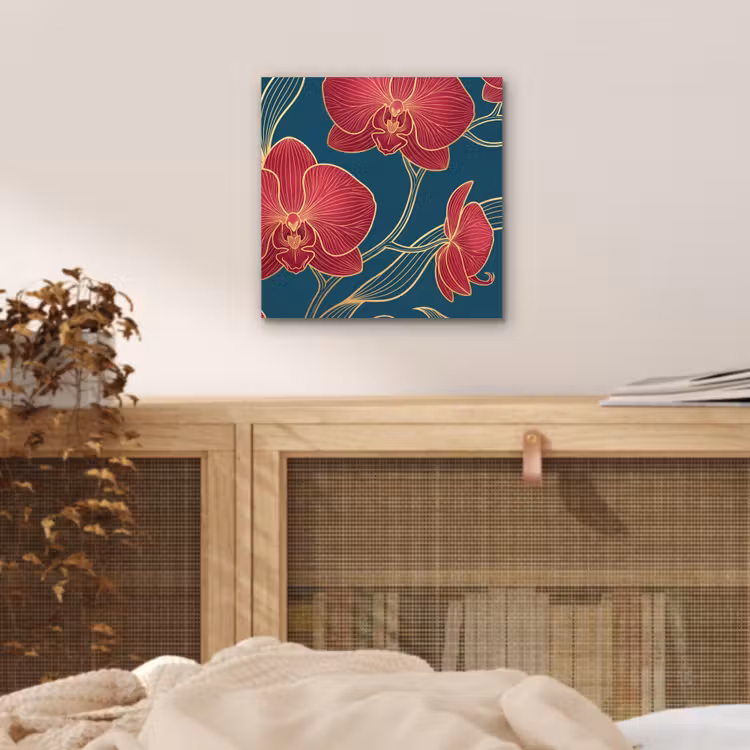 Aluminium schilderij - Bloemen - Rood - Goud — 4