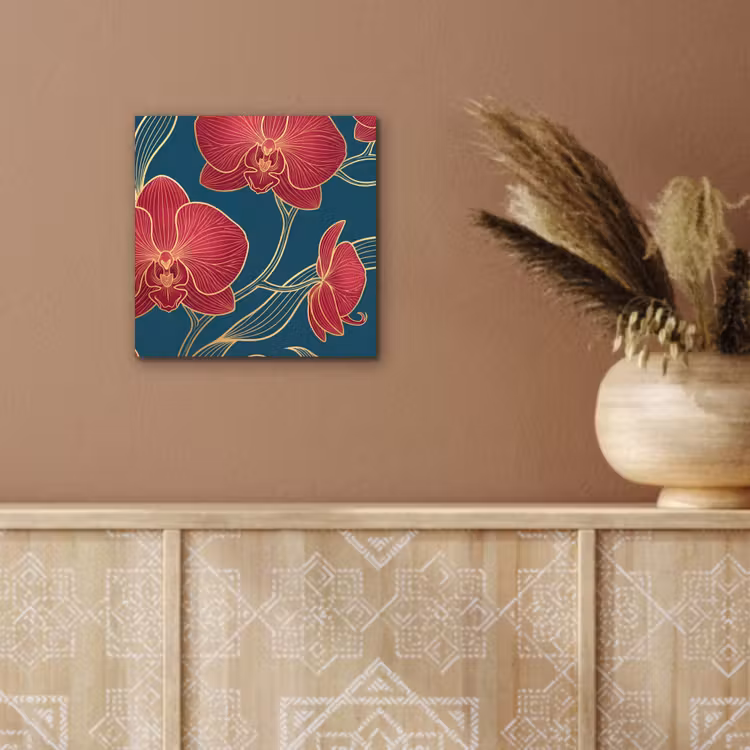 Aluminium schilderij - Bloemen - Rood - Goud — 5