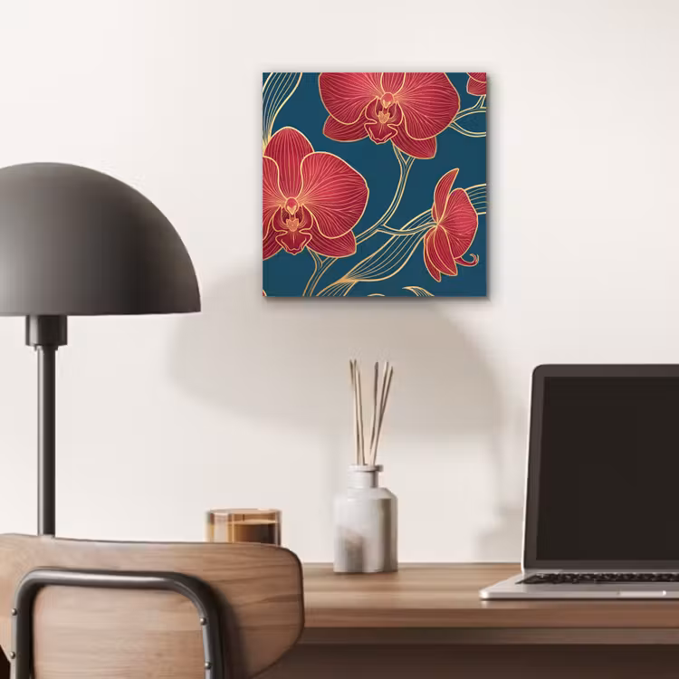 Aluminium schilderij - Bloemen - Rood - Goud — 6