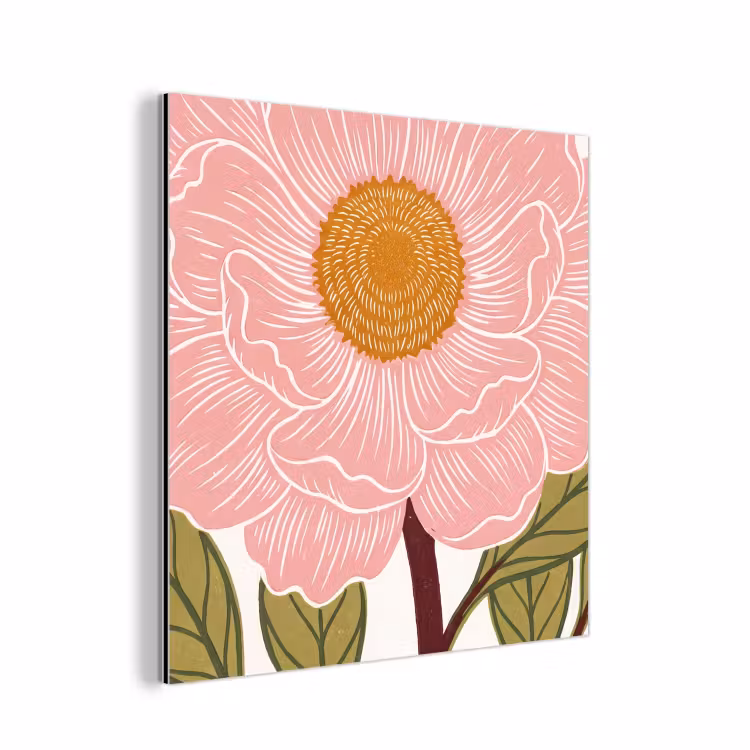 Aluminium schilderij - Bloemen - Roze - Illustratie — 1
