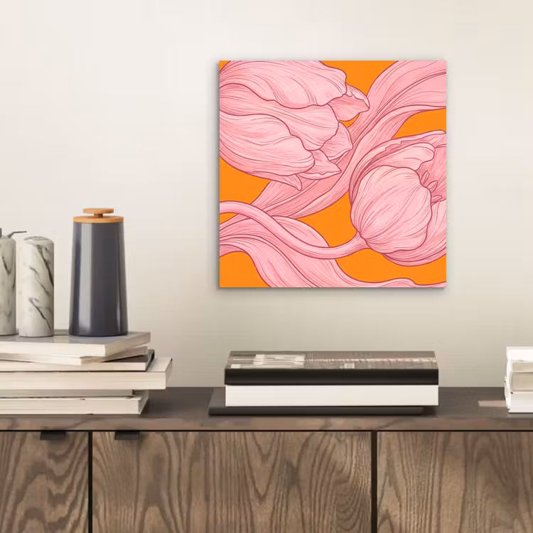 Aluminium schilderij - Roze bloemen - Modern — 2