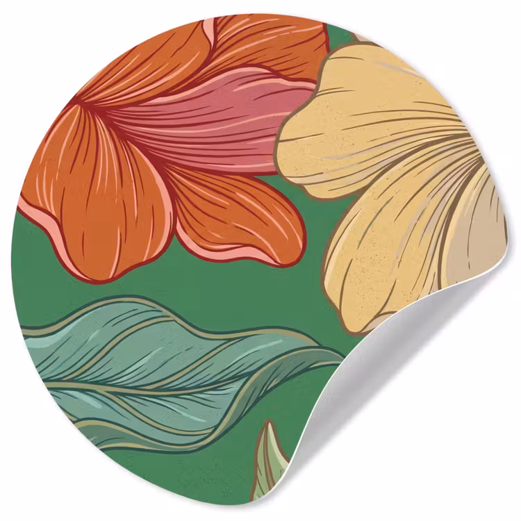 Behangcirkel - Bloemen - Groen - Illustratie — 1