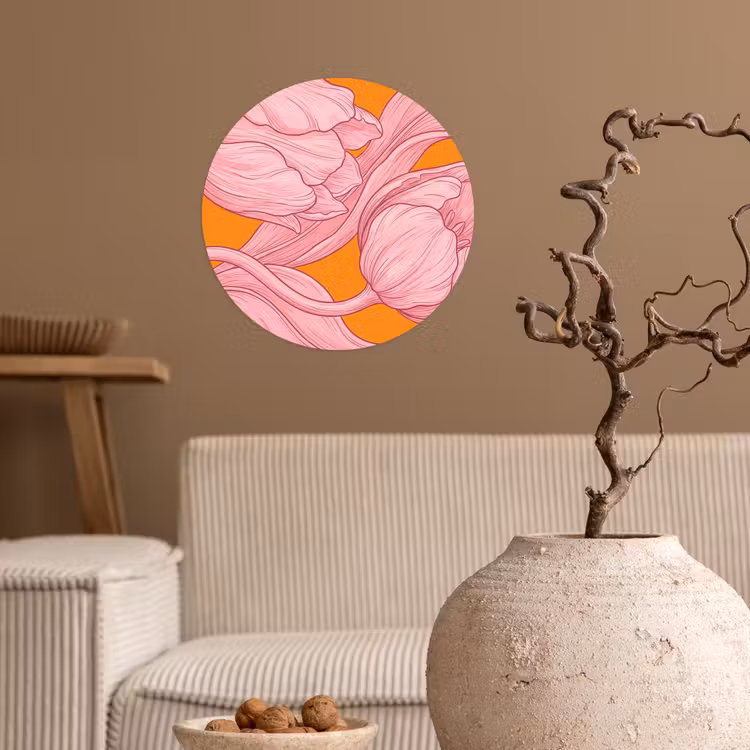 Behangcirkel - Roze bloemen - Modern — 2