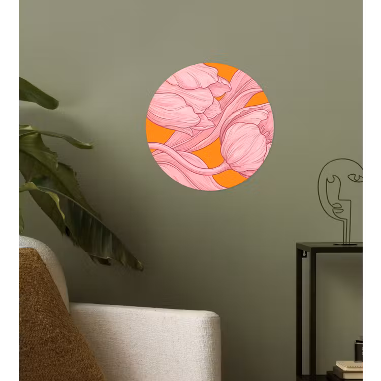 Behangcirkel - Roze bloemen - Modern — 3