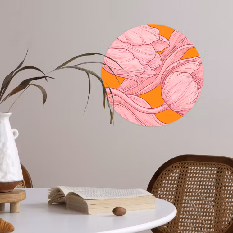 Behangcirkel - Roze bloemen - Modern — 4