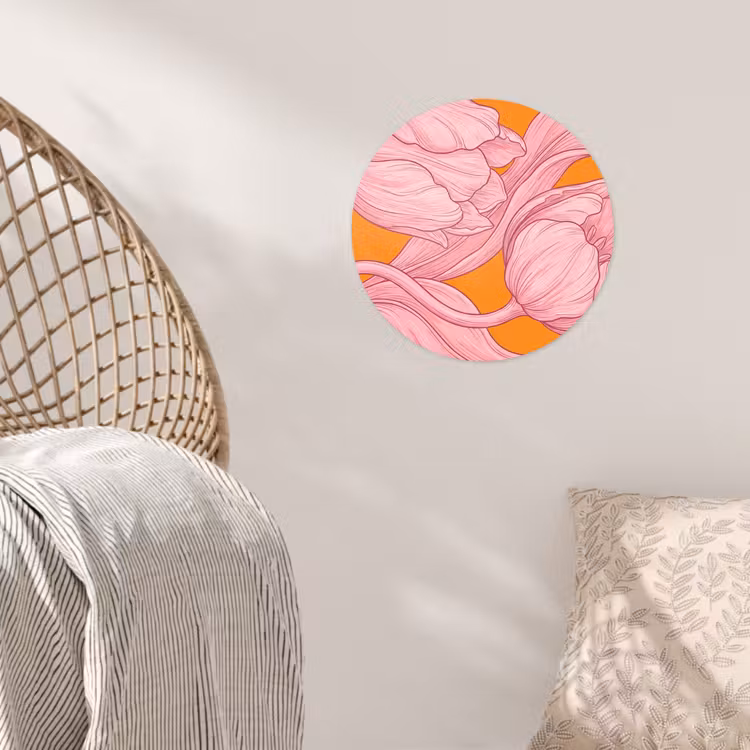 Behangcirkel - Roze bloemen - Modern — 5