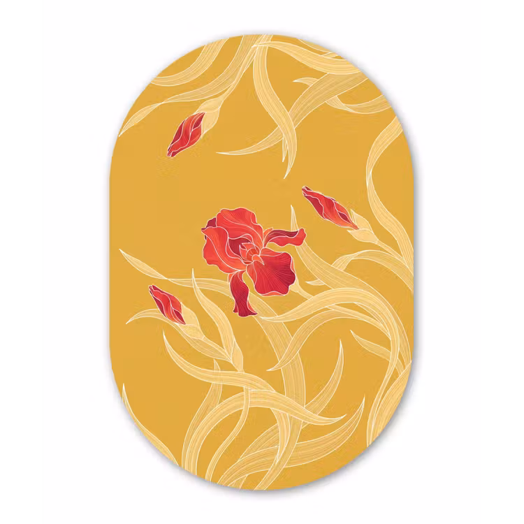 Muurovaal aluminium - Bloemen - Illustratie - Rood — 1