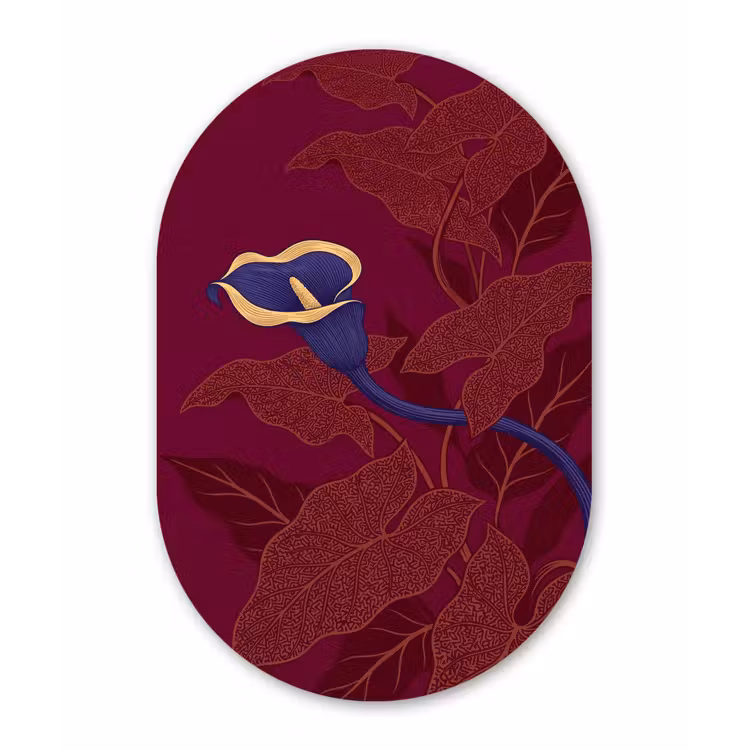 Muurovaal aluminium - Bloemen - Modern - Paars — 1