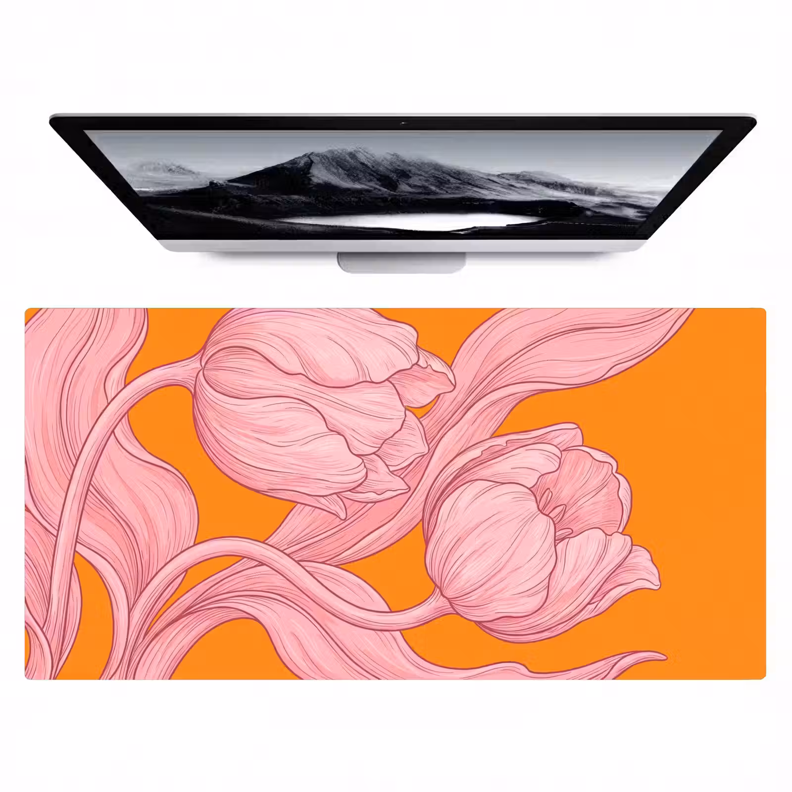 Bureau onderlegger - Roze bloemen - Modern — 1