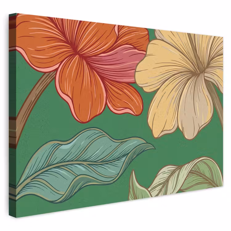 Buiten canvas - Bloemen - Groen - Illustratie — 1