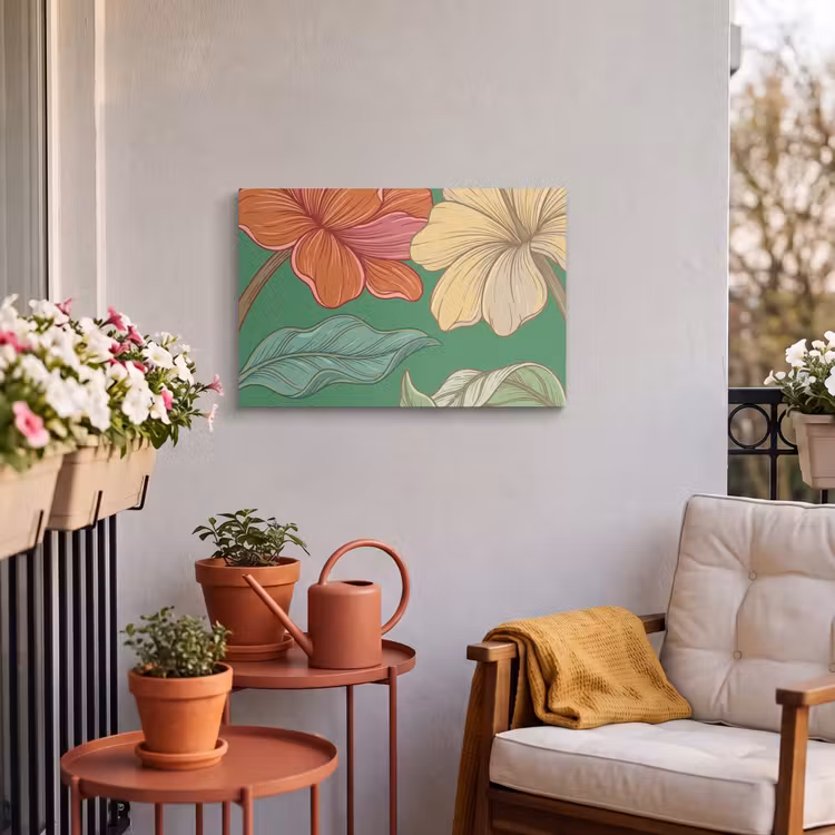Buiten canvas - Bloemen - Groen - Illustratie — 3