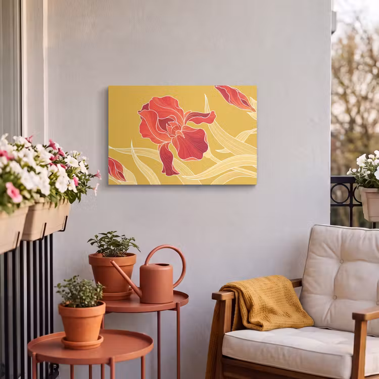 Buiten canvas - Bloemen - Illustratie - Rood — 3