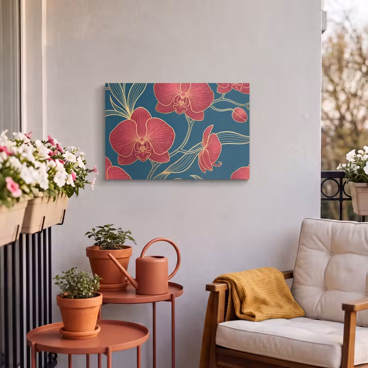 Buiten canvas - Bloemen - Rood - Goud — 3