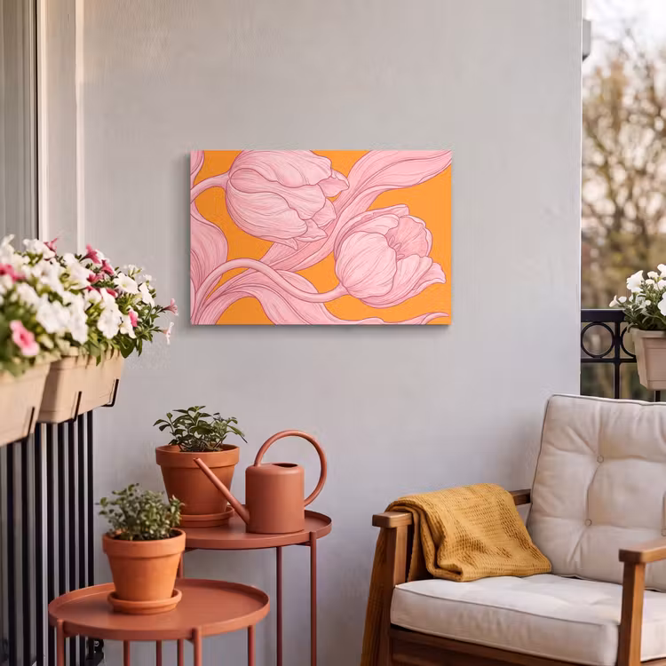 Buiten canvas - Roze bloemen - Modern — 3