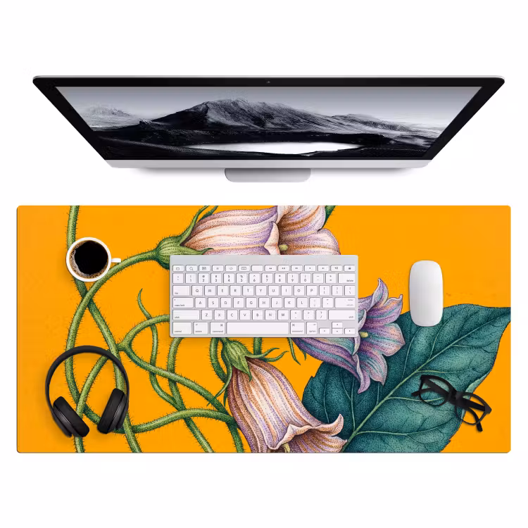 Bureau onderlegger - Bloemen - Botanisch - Geel — 4