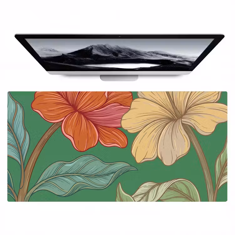 Bureau onderlegger - Bloemen - Groen - Illustratie — 1