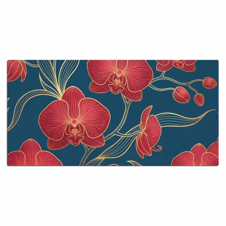 Bureau onderlegger - Bloemen - Rood - Goud — 2