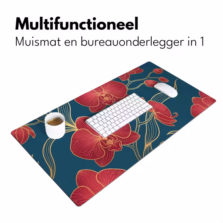 Bureau onderlegger - Bloemen - Rood - Goud — 7