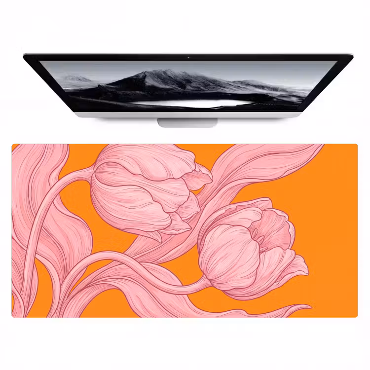 Bureau onderlegger - Roze bloemen - Modern — 1