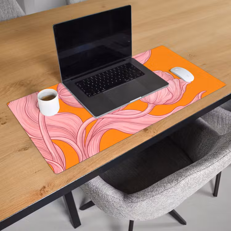 Bureau onderlegger - Roze bloemen - Modern — 3
