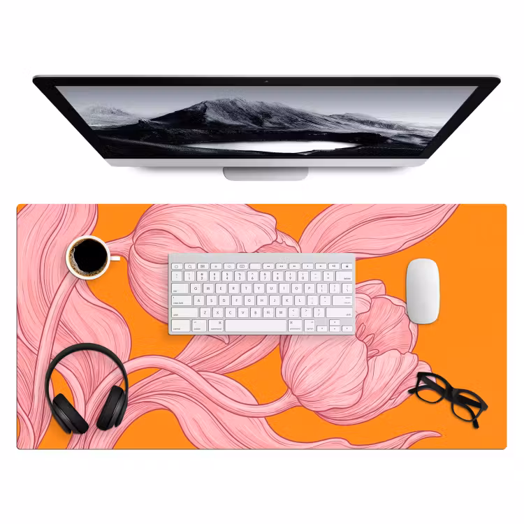 Bureau onderlegger - Roze bloemen - Modern — 4