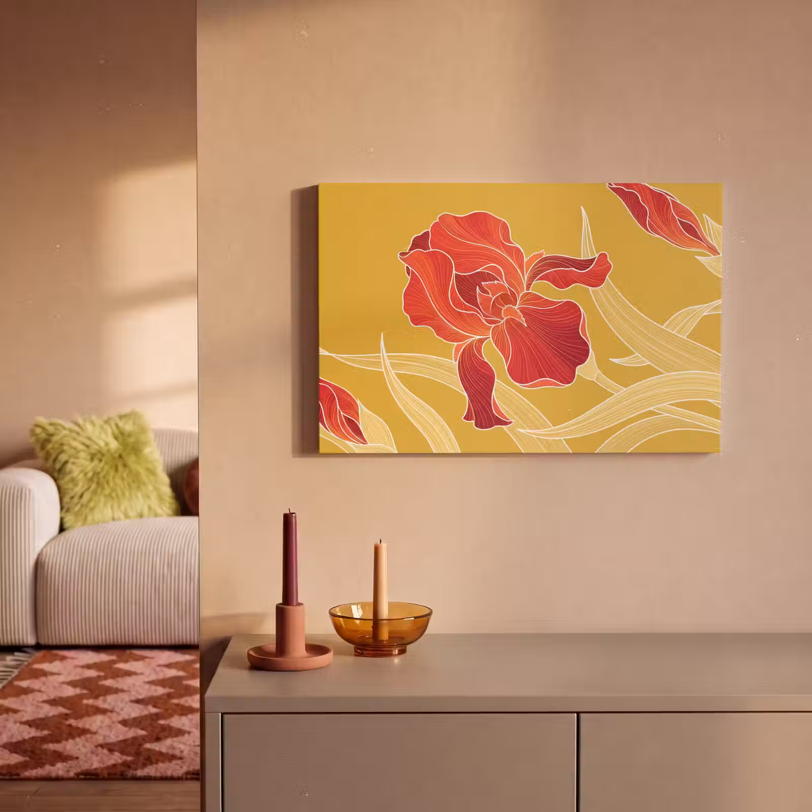 Canvas schilderij - Bloemen - Illustratie - Rood — 1