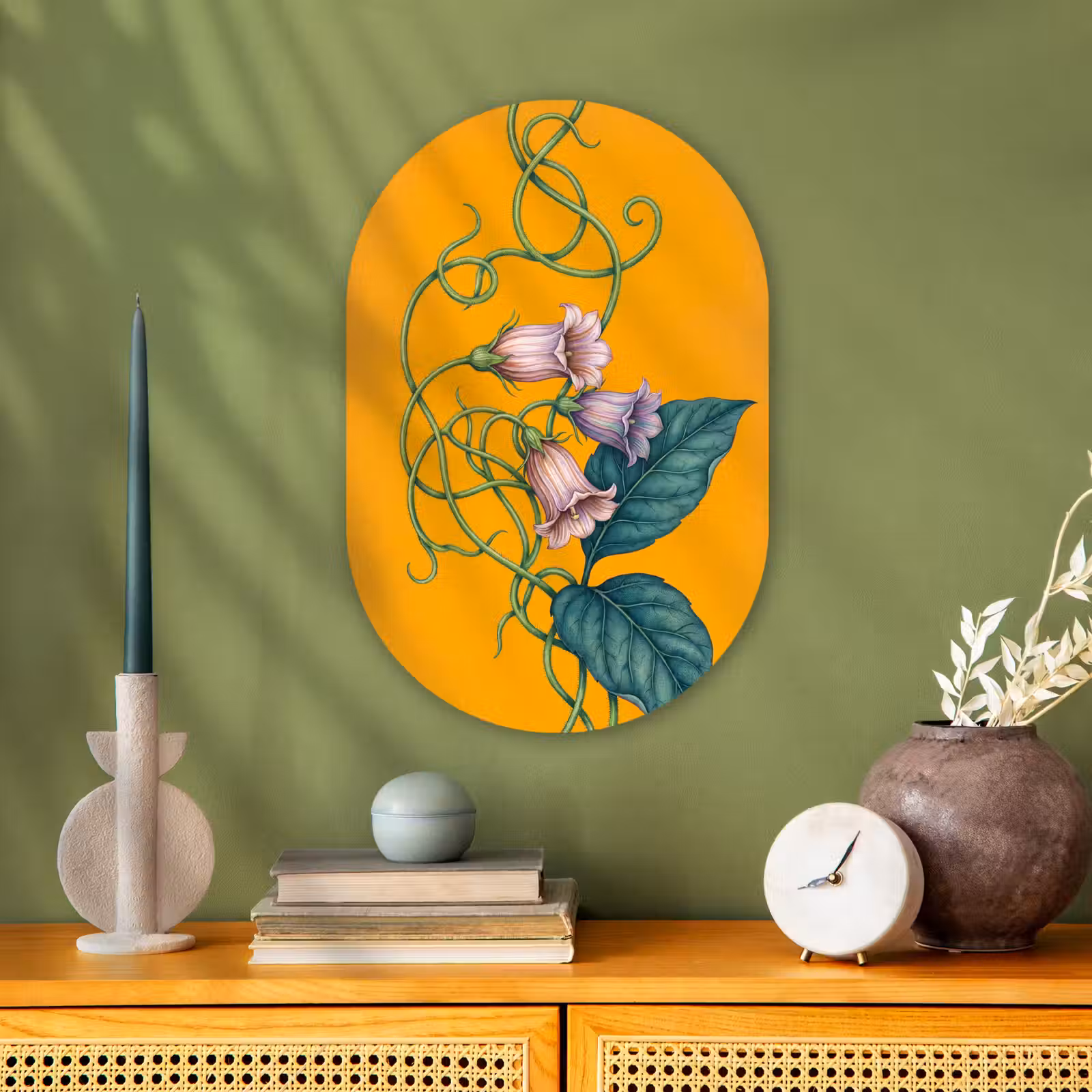 Muurovaal - Kunststof - Bloemen - Botanisch - Geel — 1