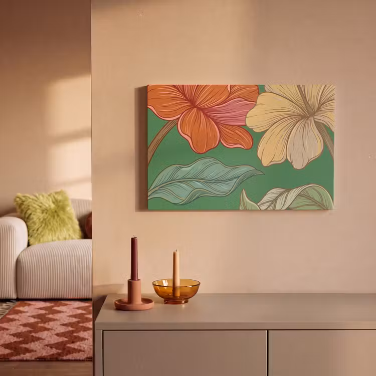 Canvas schilderij - Bloemen - Groen - Illustratie — 1