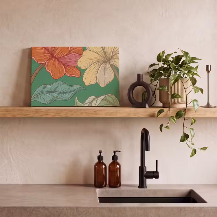 Canvas schilderij - Bloemen - Groen - Illustratie — 3