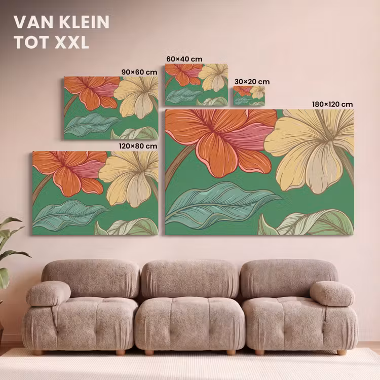 Canvas schilderij - Bloemen - Groen - Illustratie — 7