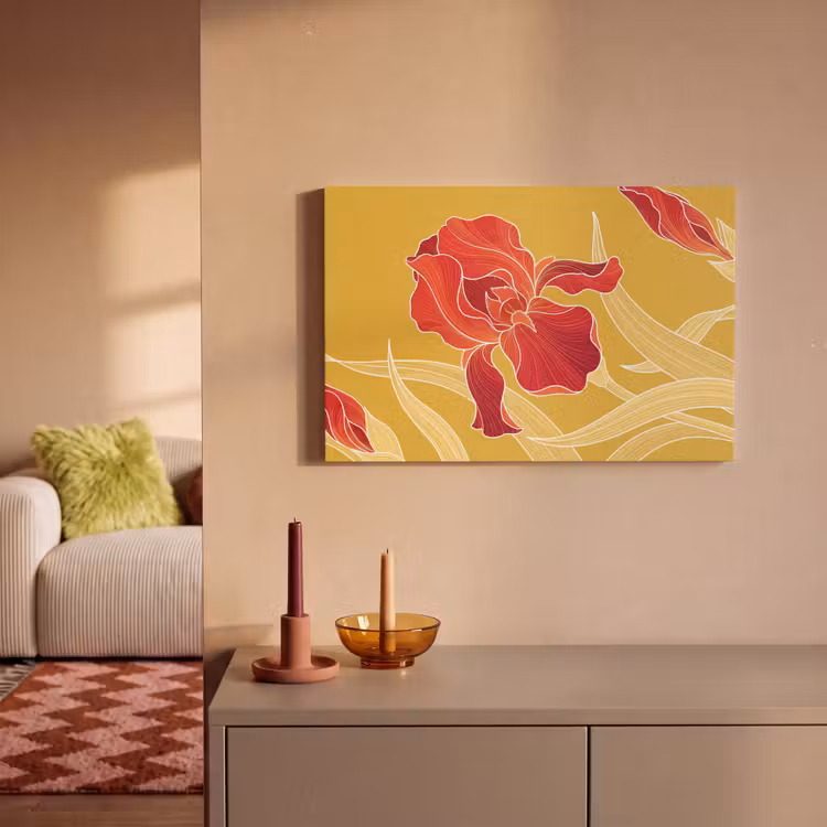 Canvas schilderij - Bloemen - Illustratie - Rood — 1