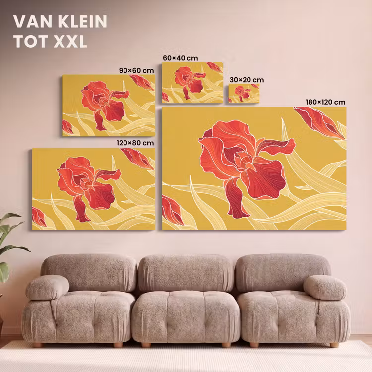 Canvas schilderij - Bloemen - Illustratie - Rood — 7