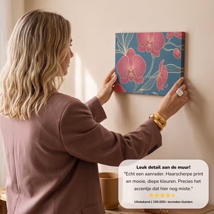 Canvas schilderij - Bloemen - Rood - Goud — 2