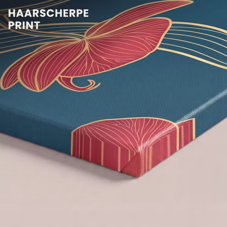 Canvas schilderij - Bloemen - Rood - Goud — 4
