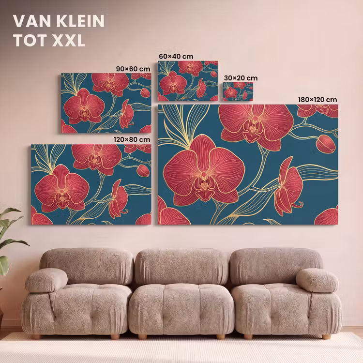 Canvas schilderij - Bloemen - Rood - Goud — 7