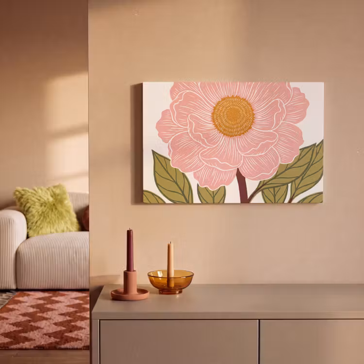 Canvas schilderij - Bloemen - Roze - Illustratie — 1